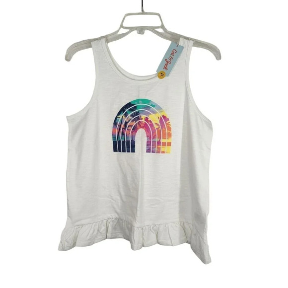 Lot of 3 Cat and Jack White Peach Gray Peplum Tank Top Girls XL 14 16 PLUS NEW - Picture 2 of 9